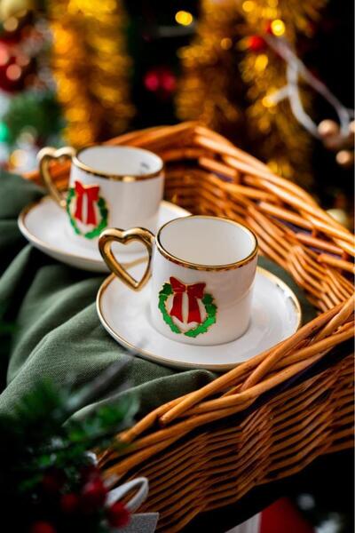 ACAR NOEL KIRMIZI FİYONK 2 KİŞİLİK TÜRK KAHVESİ FİNCANI