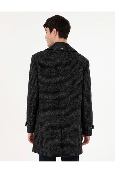 Pierre Cardin Pi̇erre Cardin Plaided Fabric Wool Smoked Coat