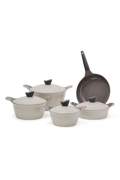 Tornado Beige Korean Granite Cookware Set, 9 Pieces