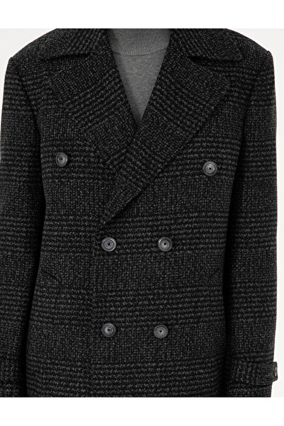 Pierre Cardin Pi̇erre Cardin Plaided Fabric Wool Smoked Coat