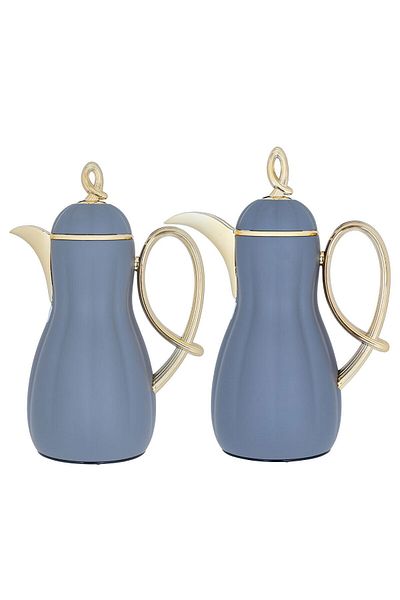 Alsaif Gallery Arwa Al Saif Gallery Thermos Set, 2 Pieces - Dark Grey