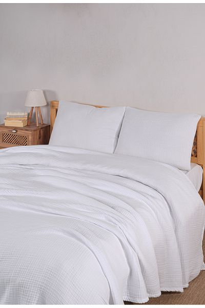 MYLASA HOME Set cuvertură de pat de o persoană din muselină 180