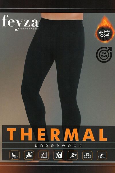 Feyza Pijama Feyza Men's Heat-Keeping Breathable Black Thermal Flexible Bottom Underwear