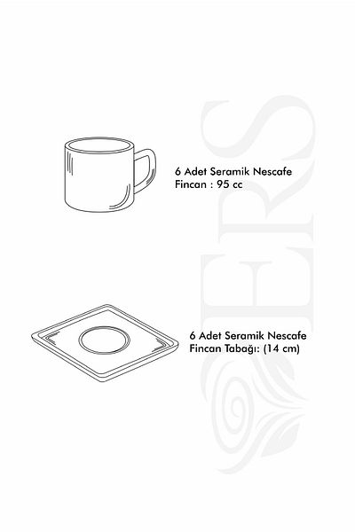 Erbaşlar Snack 12-Piece 6-Person Tea Cup Set with Presentation Plate, Tea Set