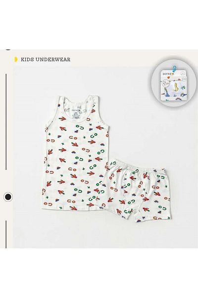 Defne Baby Boys' Cotton Space Pattern Athlete Boxer Underwear Set