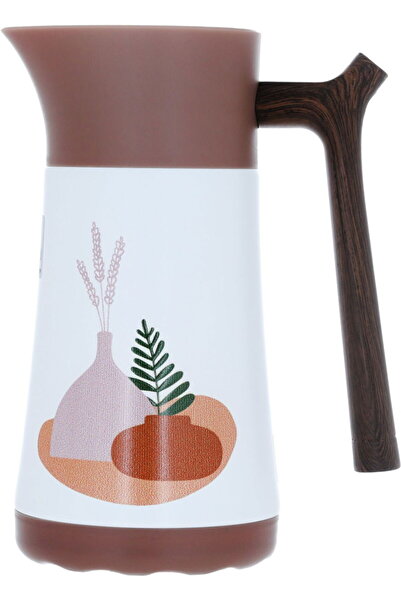 Alsaif Gallery Gloria Steel Saif Gallery Thermos, 0.35 L, Engraved, Wooden Handle - White Pink