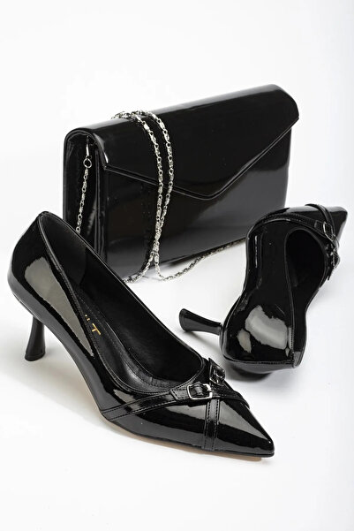 Akçetin Moda Kadın Rugan Stiletto ve Çanta Takımı