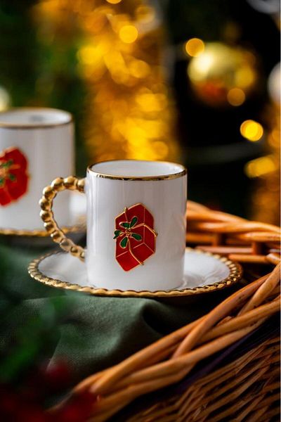 ACAR Christmas Red Pack 2 Persons Turkish Coffee Cup