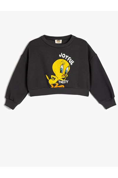 Koton Tweety Printed Licensed Crop Sweatshirt - Raster Long Sleeve