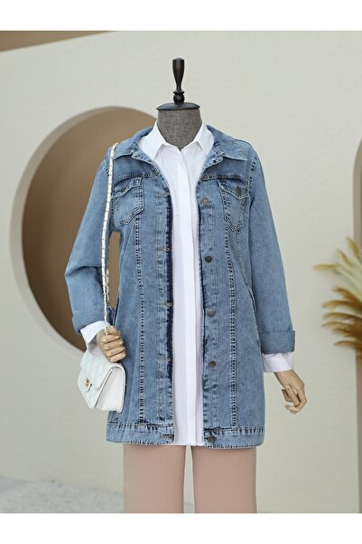 Modamorfo Random Wash Detailed Pocket Denim Jacket – ľadovo modrá