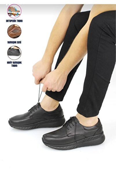 Özkan Ayakkabı FOREX DR.TAVSİYELİ HAKİKİ DERİ SİYAH ORTOPEDİK BAĞCIKLI ERKEK ...
