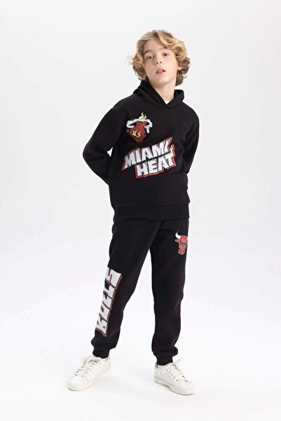 DeFacto B4910 NBA Chicago Bulls Jogger Eşofman Altı Beli Bağcıklı Lastikli Paça Cepli Kalın