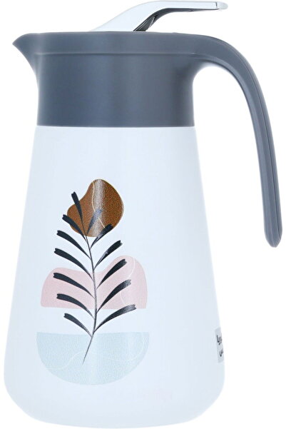 Alsaif Gallery Gloria Steel Saif Gallery Thermos, 0.5 L, Engraved, Wooden Handle - Grey
