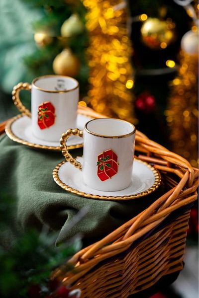 ACAR Christmas Red Pack 2 Persons Turkish Coffee Cup