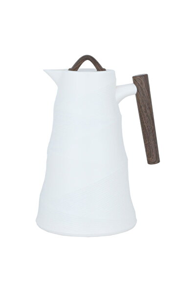 Glory ترمس بامبو بمقبض خشبي داكن اللون بيج سعة 1 لتر