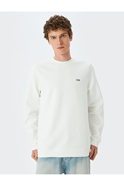 Koton Bisiklet Yaka Basic Pamuk Karışımlı Minimal Baskılı Sweatshirt