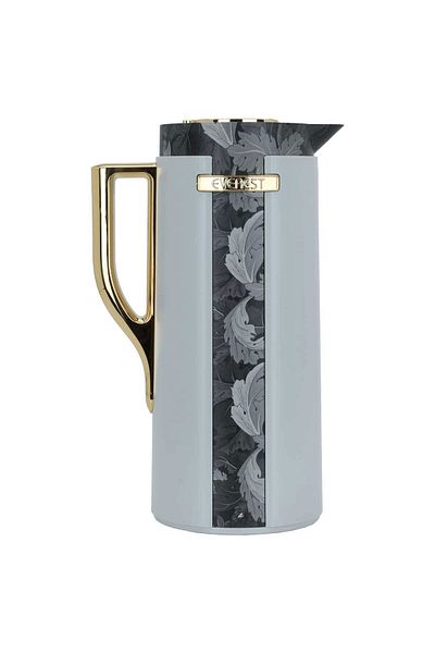 Alsaif Gallery Wydad Thermos, Light Gray, Golden Leaf Pattern, 1 Liter