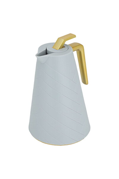 Alsaif Gallery Glory Pro Thermos, Light Gray, Golden Handle, 1 Liter
