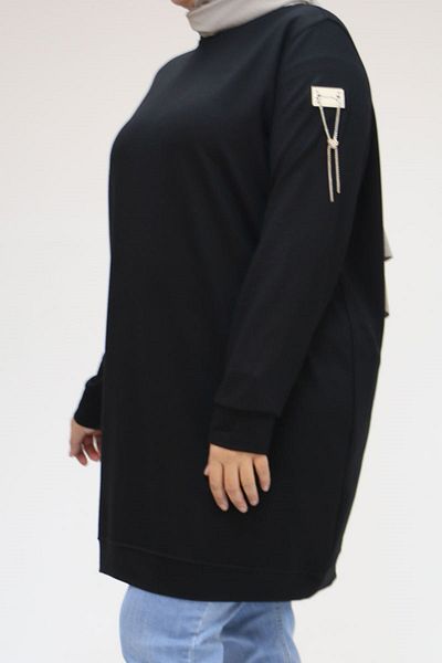 Eslina 48099 Plus Size Two Thread Tunic - Black