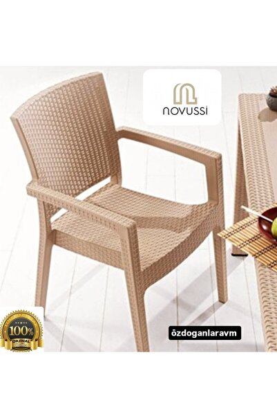 Novussi Paris Krem Koltuk Rattan 2 Adet Bahçe Balkon Sandalyesi