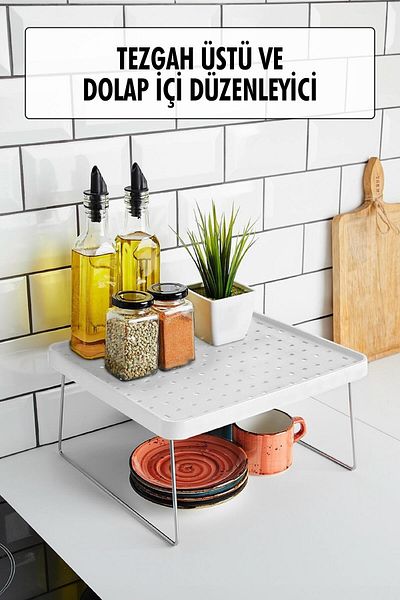 EWs Metal Leg Plastic Body In-Cabinet Shelf Organizer Large Size (28*30*15 cm)
