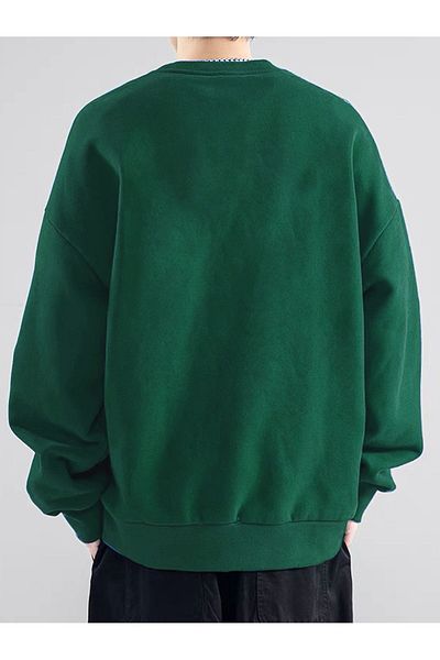 MODARİCH Ανδρικό φούτερ Believe Oversize - Nefti Green Printed, Raised Crew Neck