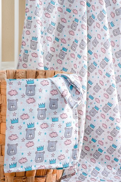 Lunanino 100% Cotton Set of 2 Muslin Baby Blanket Baby Blanket Multi-Purpose Blanket 100X100 Size Soft Texture