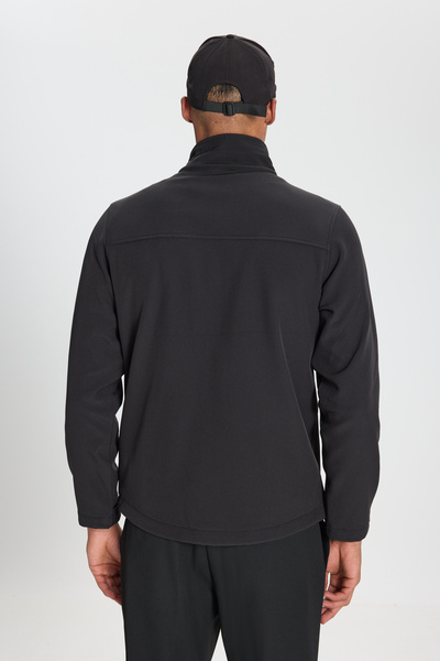 ALTINYILDIZ CLASSICS Men's Black Softshell Standard Fit Regular Fit Stand Collar Zipper Side Pocket Coat