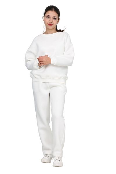 ERDEM KIDS Girl-Boy Child 3 Yarn Hooded Cotton Basic Crew Neck Tracksuit Set