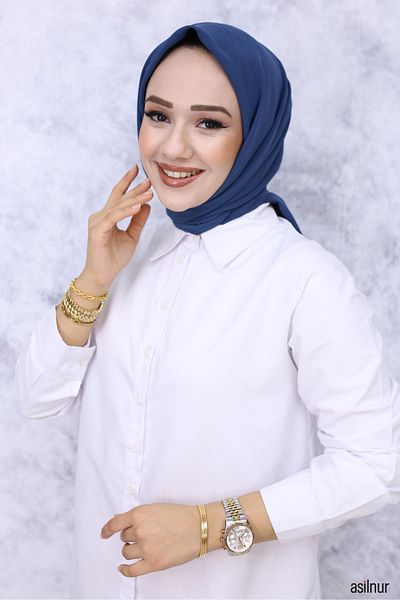 ASİLNUR Μπλε μεταξωτό φουλάρι Petrol Blue Medina