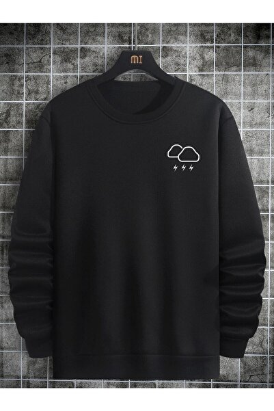 EYAX MODA Hanorac oversize imprimat cu decolteu