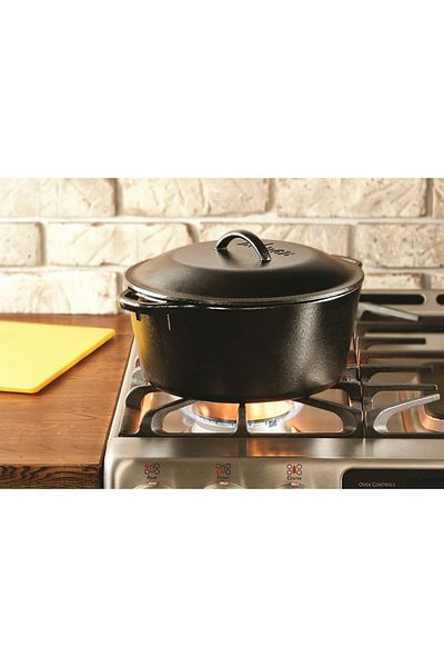Lodge Cast Iron Side Loop Handles Dutch Oven with Lid 7quarts