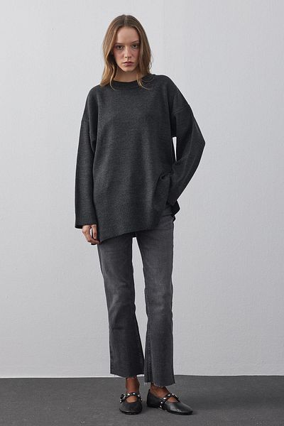 Fahhar Anthracite Full Needle Sweater