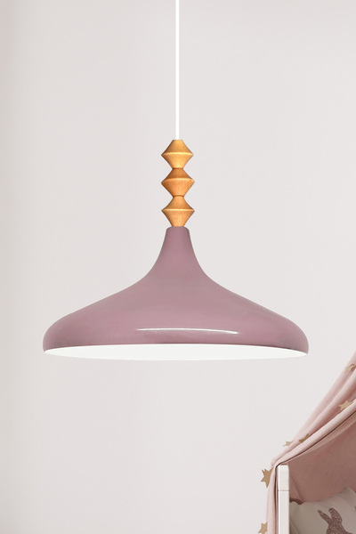 Bamyum Lila Q Ahşap Tekli Avize Sarkıt Salon Mutfak Cafe Butik Lamba Aydınlatma Avizeler