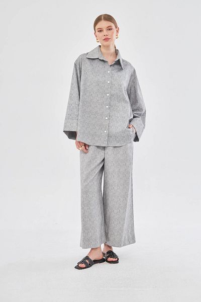 Bej Fine Factory Anthracite Linen Oversize Shirt