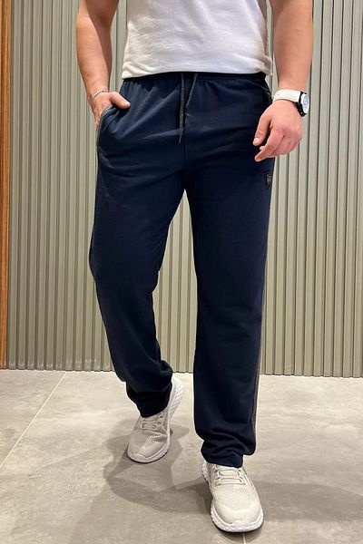 MİSHAR İTALİA Ανδρικό φούτερ με ίσιο πόδι Navy Blue Side ριγέ