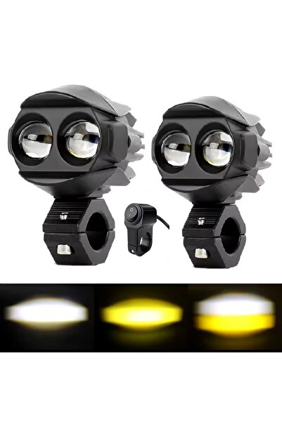 Autoline Motosiklet Sis Led Beyaz ve Sarı ışık ( 2 Adet Led, 1 Adet Anahtar )