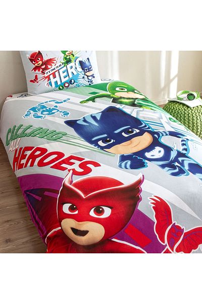 Taç Set de lenjerie de pat cu licență Super Team PJ Masks - Noul sezon