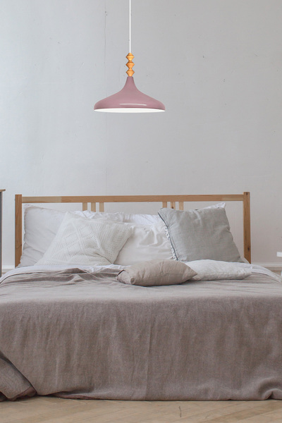 Bamyum Lila Q Ahşap Tekli Avize Sarkıt Salon Mutfak Cafe Butik Lamba Aydınlatma Avizeler