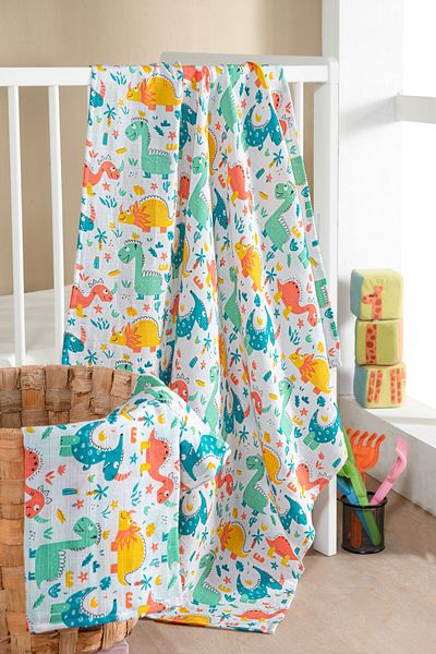 Lunanino 100% Cotton Set of 2 Muslin Baby Blanket Baby Blanket Multi-Purpose Blanket 100X100 Size Soft Texture
