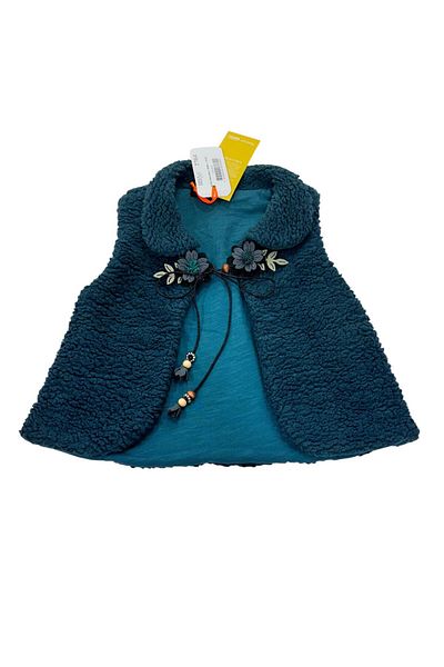 Esterella Female Child Welsoft Double Lacing Vest/Flower Detailed Lining Baby Vest/Plush Female Child Vest