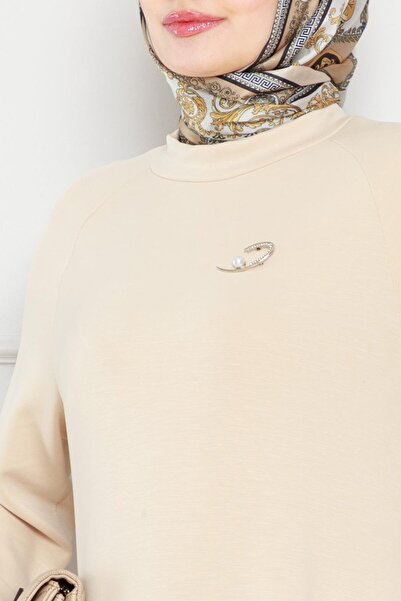 Sevitli Λεπτομερές φόρεμα καρφίτσας σε μπεζ χρώμα