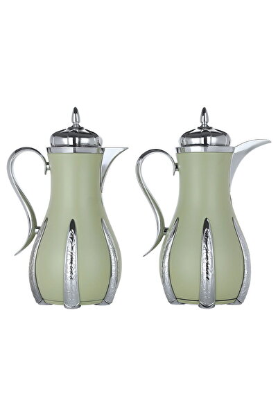 Alsaif Gallery طقم ترمس سانا أخضر وفضي، 1 لتر، قطعتين