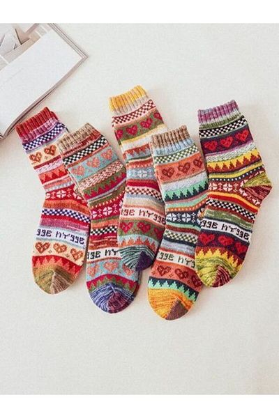 Sky Socks Σετ 3 χειμερινές χοντρές πλεκτές κάλτσες με μικτό σχέδιο