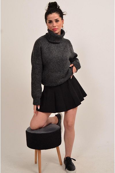 Figo Pulover din tricot cu mâneci raglan cu gât roscat