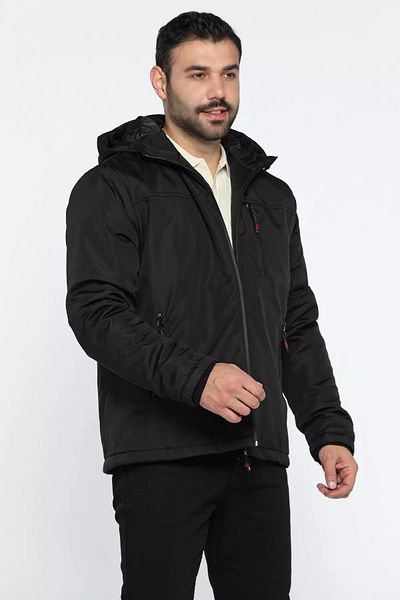 MİSHAR İTALİA Ανδρικό παλτό Softshell με μαύρη κουκούλα
