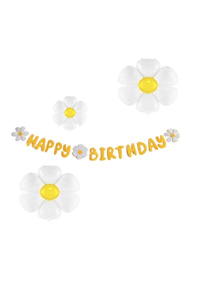 BEST PARTİ DOĞUM GÜNÜ PARTİ SÜSLERİ Eva Happy Bırthday,Papatya Folyo Balon Seti