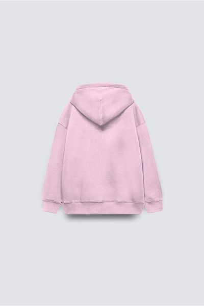 The Champ Clothing Hanorac supradimensionat din fleece roz pentru copii - cu glugă și detaliu de buzunar cangur