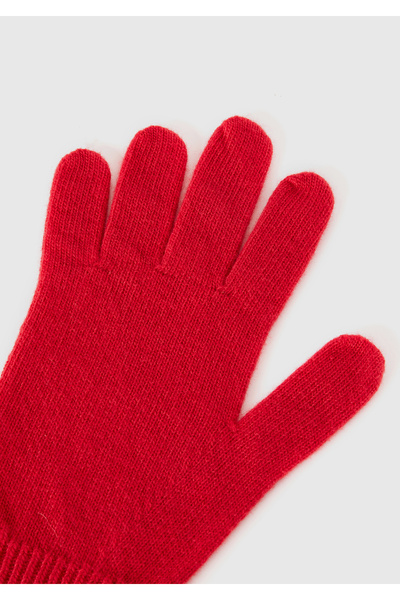 United Colors of Benetton Women's Red 100% Wool Flat Gloves with Ankle Detail