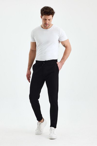 FİHA /9535-Male Straight Leg Jogger Pants - Black
